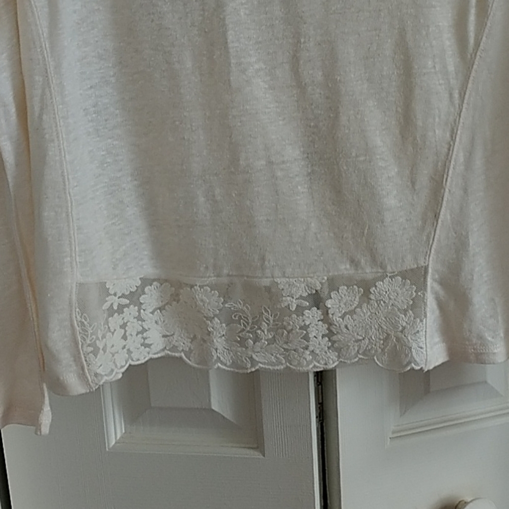 Sundance, 100% Linen & Lace Top XS - Picture 3 of 11